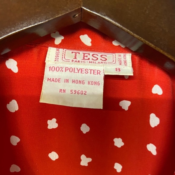 Vintage Tess Paris-Milano Red Polkadot Peplum Blouse - Picture 6 of 12